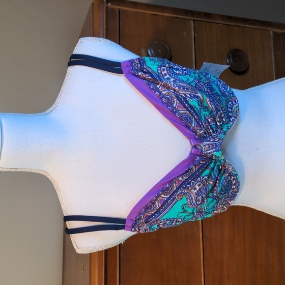 VENUS BOHO Delicate PAISLEY String BIKINI TOP unpadded underwire Sz D2  38B/40A - Picture 1 of 15